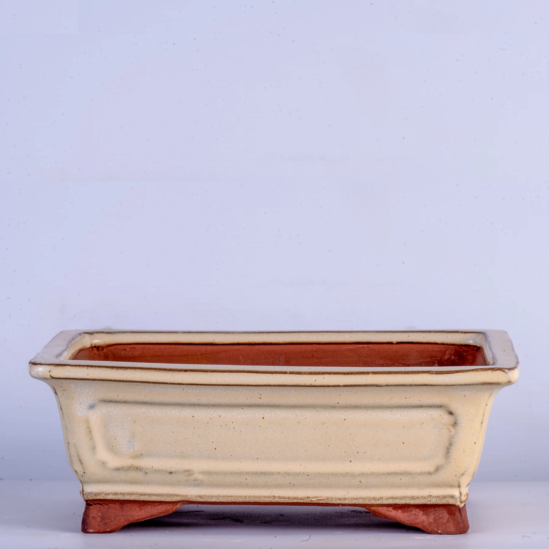Creamy White Rectangular Yixing Bonsai Pot 20 cm